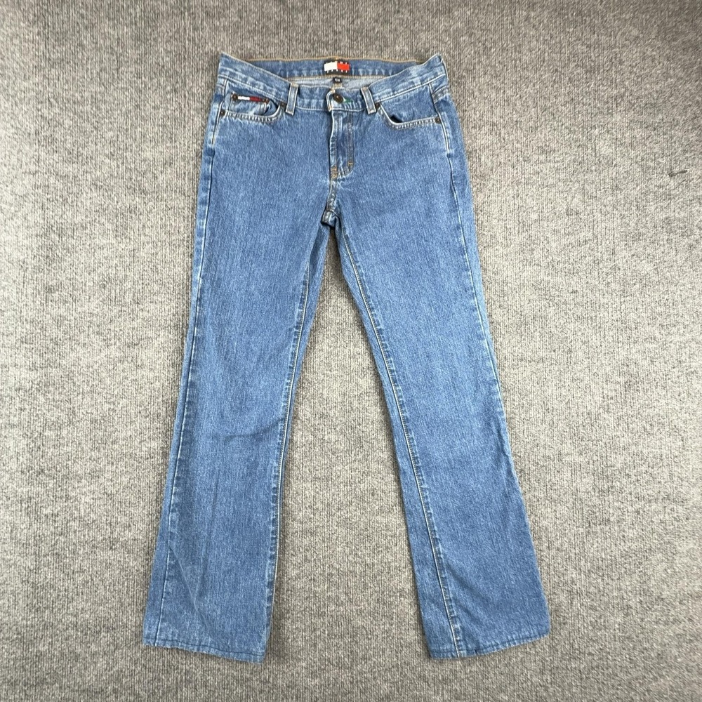 VTG Tommy Jeans Jeans Juniors 3 Medium Wash Blue Mid Rise Straight 100% Cotton
